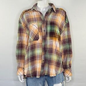 BDG Plaid Flannel Button Up Shirt Top Size S Collared Western Casual Cowgirl